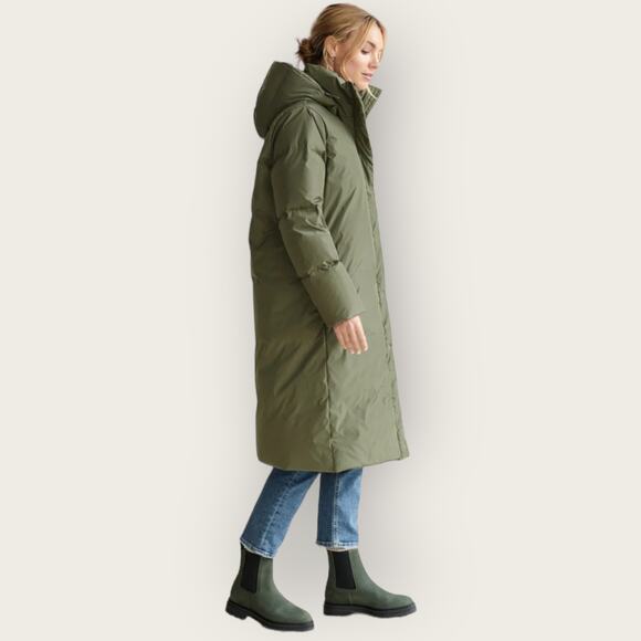 Jenni Kayne Down Long Puffer Coat | XXL Plus Size | Green Feather Winter Jacket - Picture 5 of 12